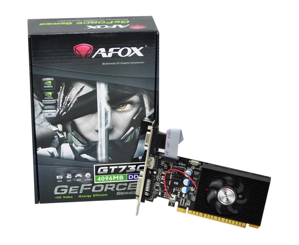 Видеокарта AFOX GT730 DDR3 4 G 128 Bit, LP Single fan RTL AF730-4096 D3 L6