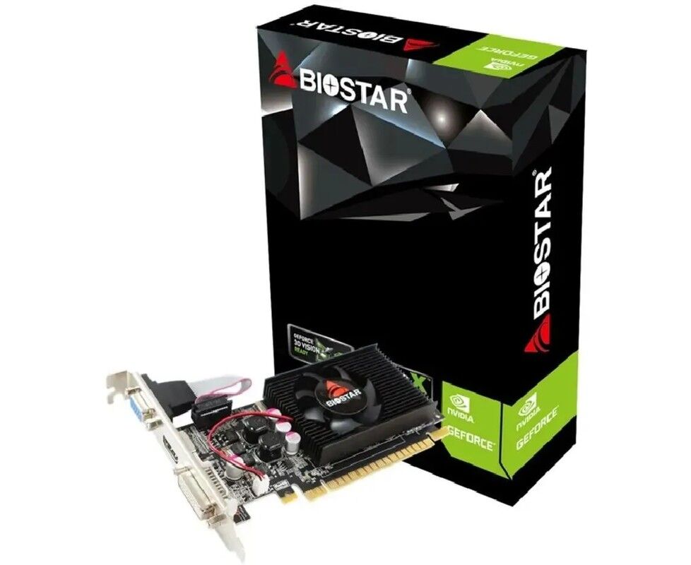 Видеокарта Biostar Nvidia Ge Force 210 G210-1 GB D3 LP (VN2103 NHG6) PCI-E 1 Gb 64bit DDR3 589/1333 DV Ix1 HDM Ix1 CR Tx1 Ret low profile