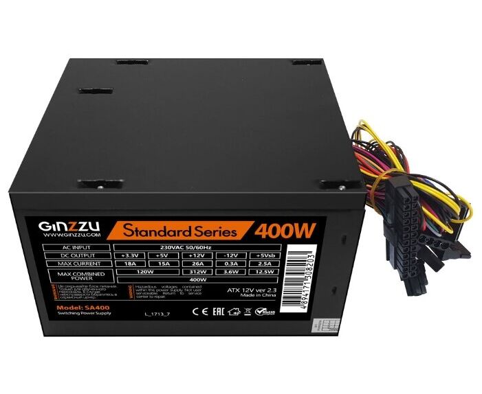 Блок питания Ginzzu SA400 ATX Черный