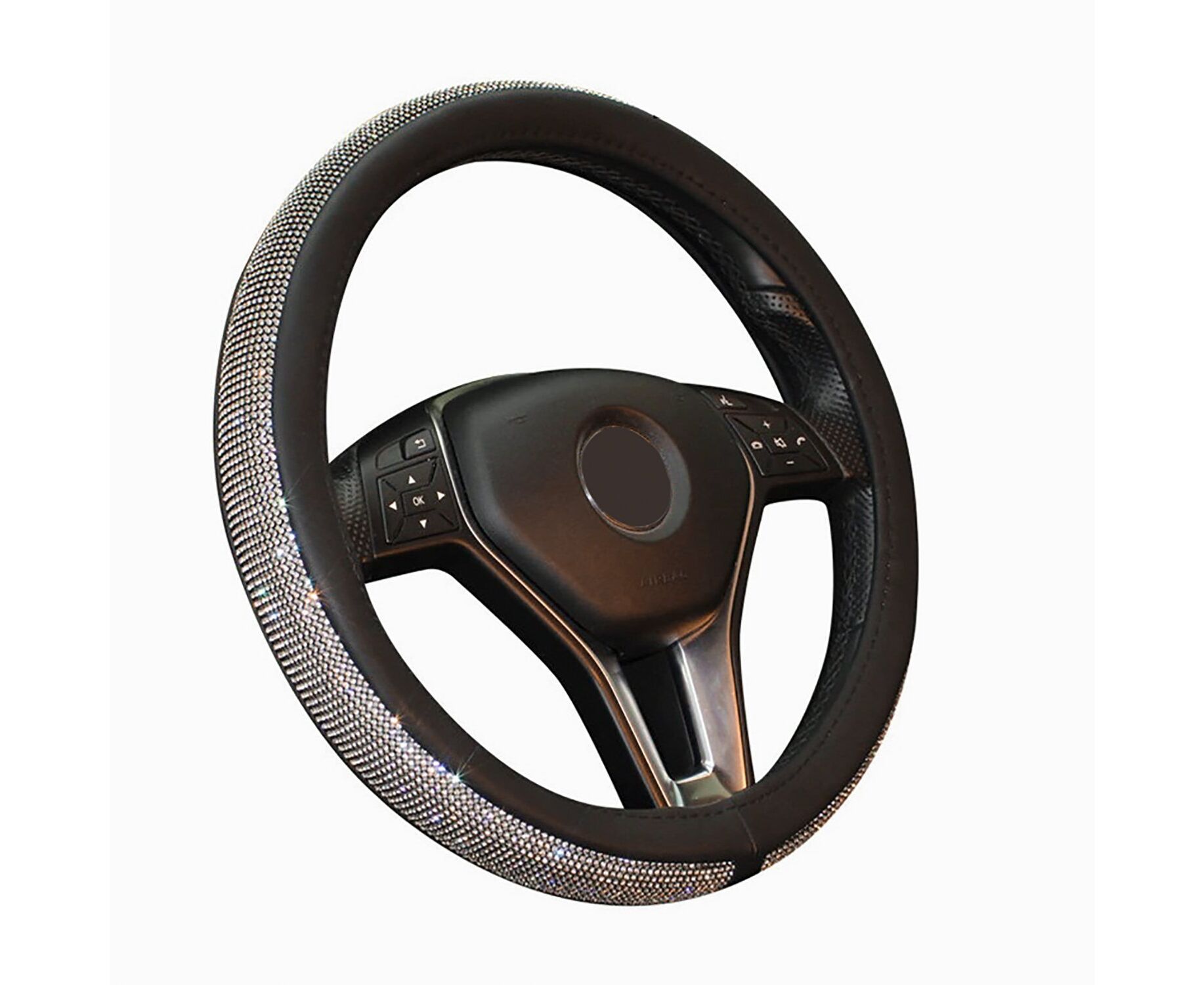 Оплетка - на руль со стразами (black/white)(131964)