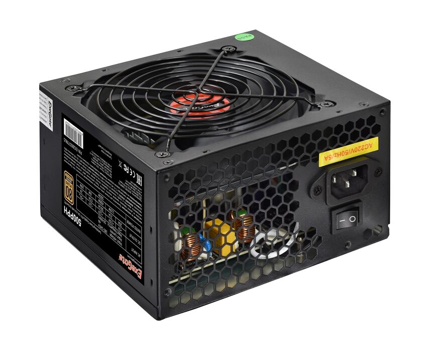 Блок питания Exe Gate 500 PPH EX280577 RUS 500 W RTL, ATX, black, 80+Bronze, APFC, 12cm, 24p, (4+4)p, 5*SATA, 3*IDE