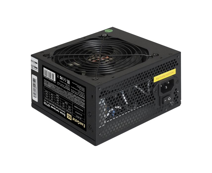 Блок питания Exe Gate XP750 EX292166 RUS 750 W (ATX, 12cm fan, 24pin, 4+4pin, PC Ie, 3x SATA, 2x IDE, FDD, black)
