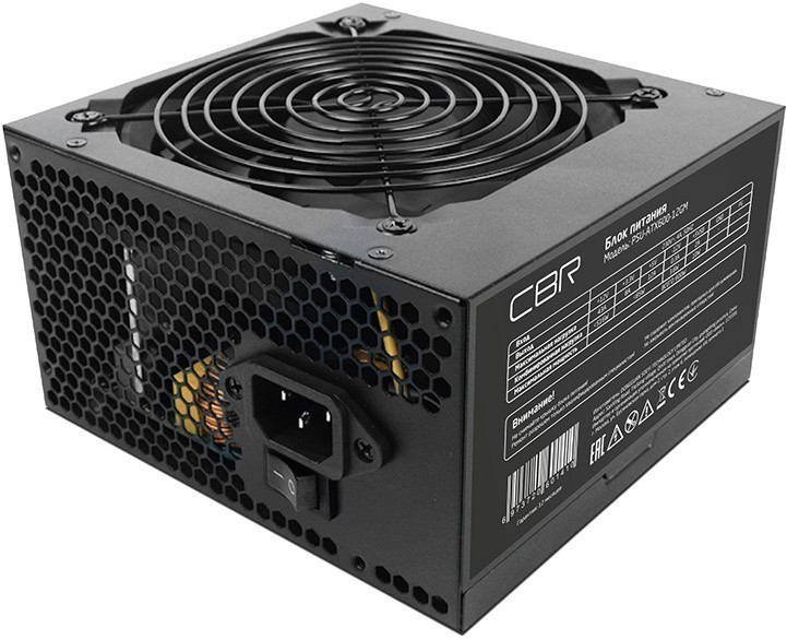 Блок питания CBR PSU-ATX600-12 GM ATX 600 W 80+ Bronze, APFC, 0.6mm, 20+4pin, 1*8-pin(4+4 P), 2*6+2pin, 6*SATA, 4*IDE, 12cm fan, черный