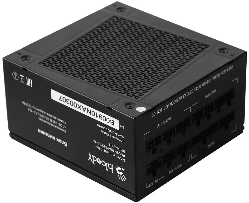 Блок питания BLOODY BD-PS1250 P (BD-PS1250 P-M), 1250 Вт, 140мм, черный, retail