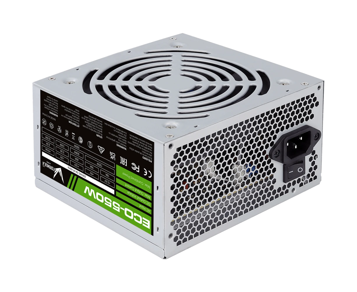 Блок питания Formula Eco-550 W (ATX v2.3, 20+4 P, 4 P, 1x PC Ie 6 P, 2x SATA, 2x PATA, 1x FDD, 12cm fan)