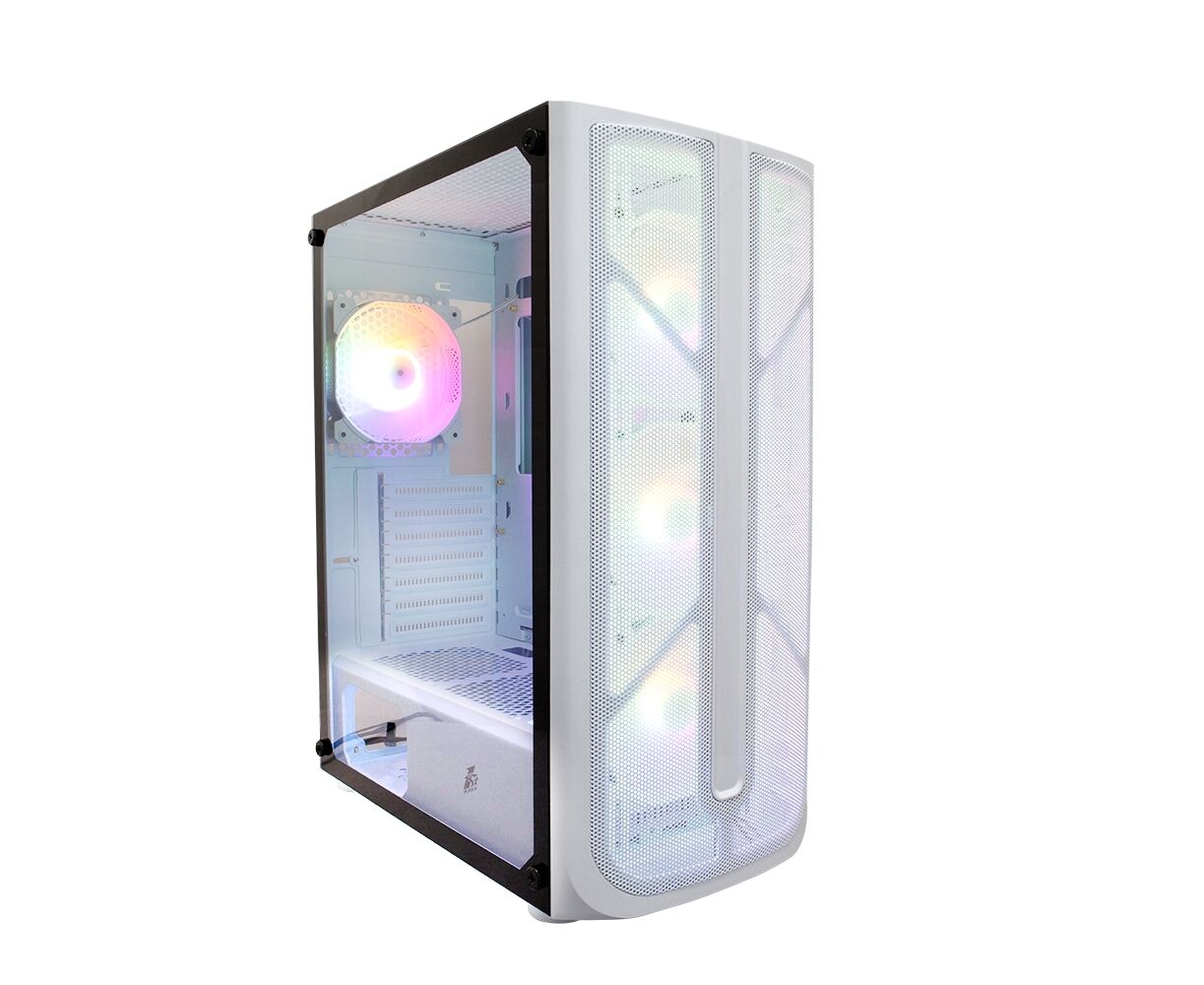 Корпус 1 STPLAYER Firebase X4 White (X4-WH-4 F1-W)/ATX, TG/4x120mm LED fans inc.