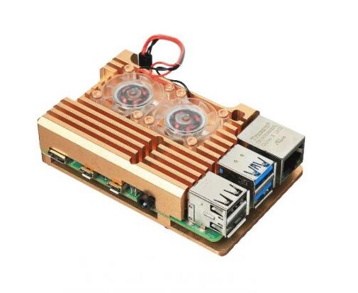 Корпус ACD RA504 Gold Metal Aluminum Case with Double Fans for Raspberry Pi 4 B