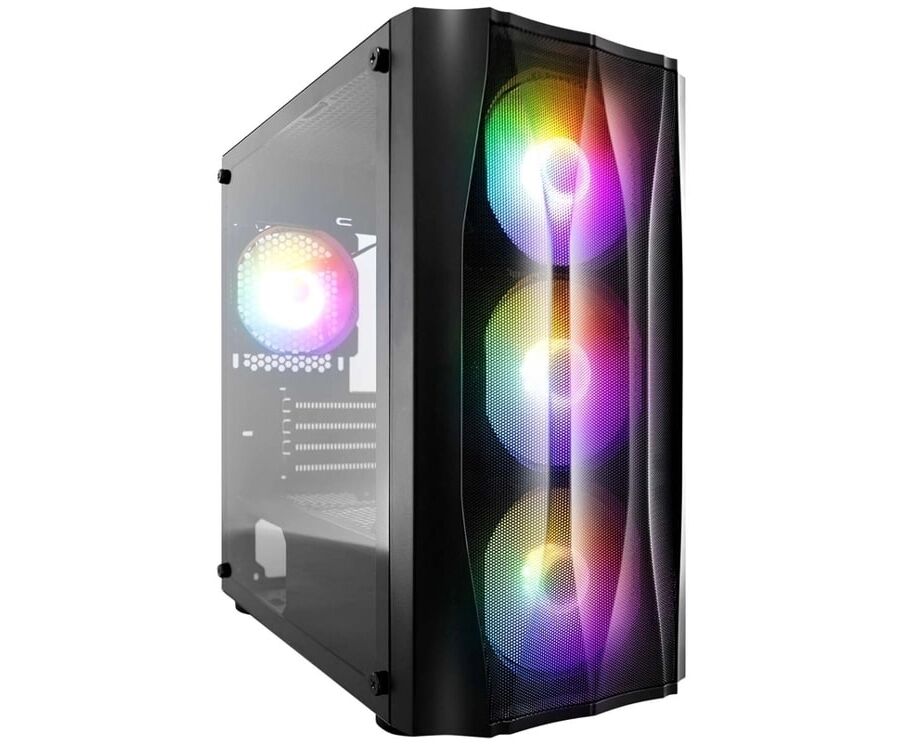 Корпус 1 STPLAYER Firebase X3-M X3-M-BK-4 F1 Black m ATX TG 4x120mm LED fans inc