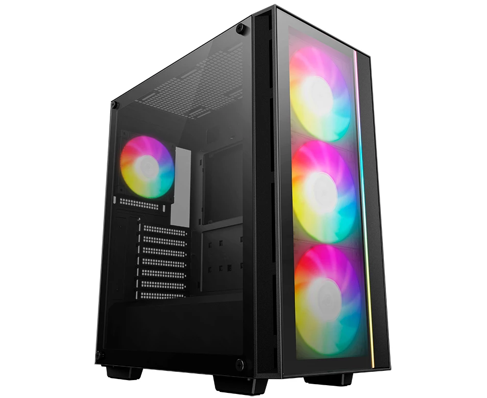 Корпус Deepcool Matrexx 55 V4 без БП, боковое окно (закаленное стекло), 3x ARGB LED 140мм вентилятора спереди, 1x ARGB LED 120мм вентилятор сзади, черны