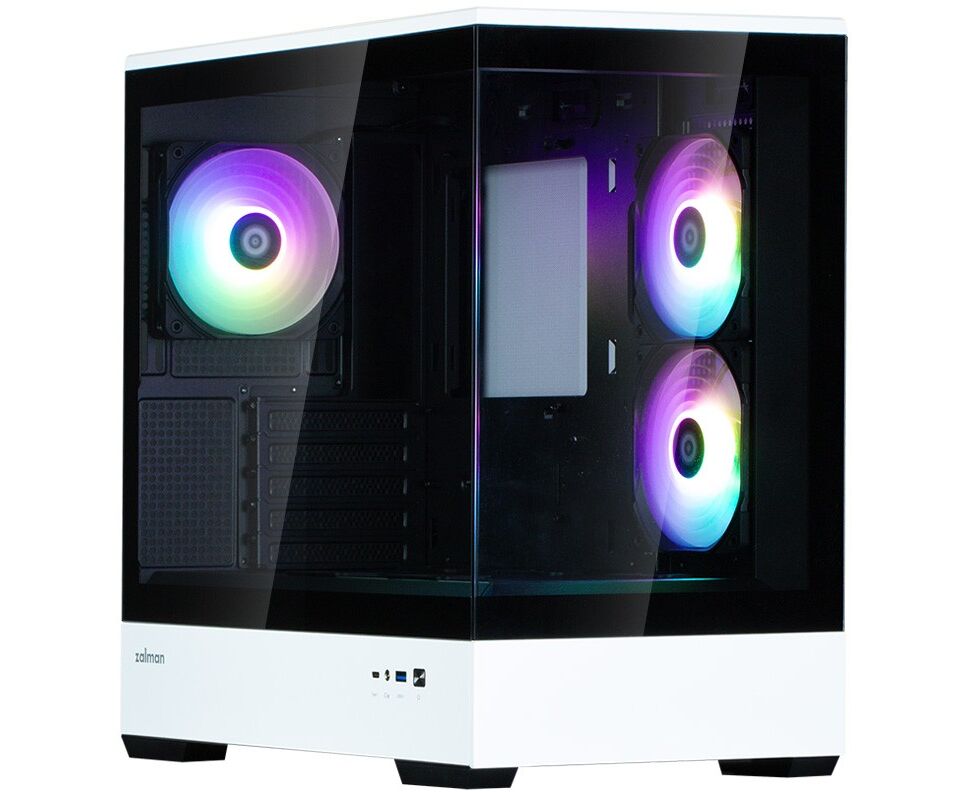 Корпус ZALMAN P30 BW, без БП, боковое окно (закаленное стекло), черно-белый, m ATX