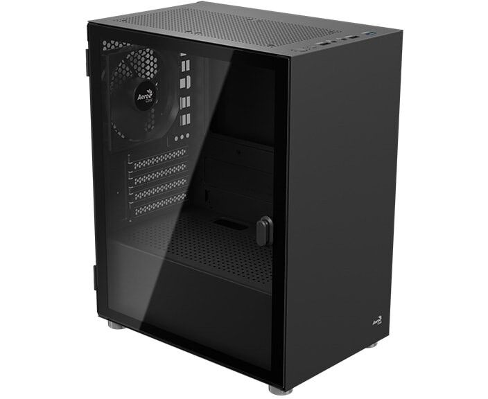 Корпус Aerocool Cs-111 Black (CS-111-G-BK-v1) (m ATX, 0.5mm, стекло, USB3.0 x1, USB2.0 x2, 1x 12cm Black Fan)