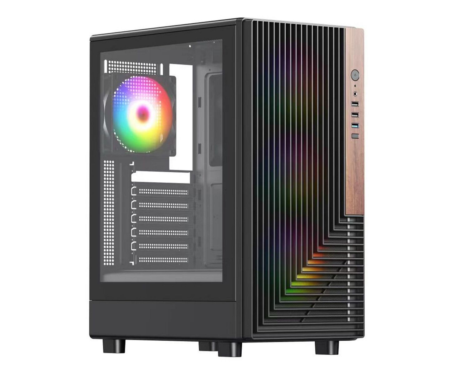 Корпус ACD Citadel 101 (AH-TC1 GA-000) ATX, Black, USB3.0*1 + USB2.0*2 + HD Audio, 1*12cm H1 argb fan at rear, 3*12cm H1 argb fas at front, TG