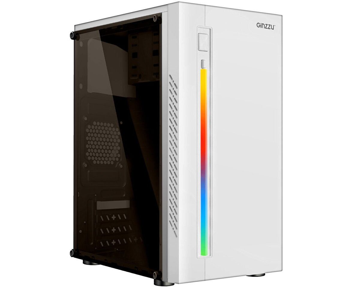 Корпус Ginzzu D390 2*USB 2.0,AU White Window