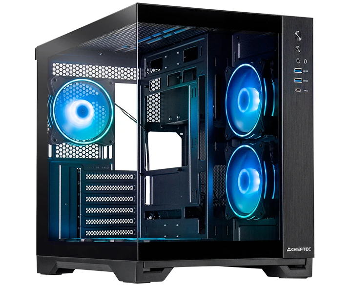 Корпус CHIEFTEC Visio GM-30 B-TG-OP без БП, боковая панель из закаленного стекла, 6x PWM ARGB 120мм вентиляторов, черный, ATX