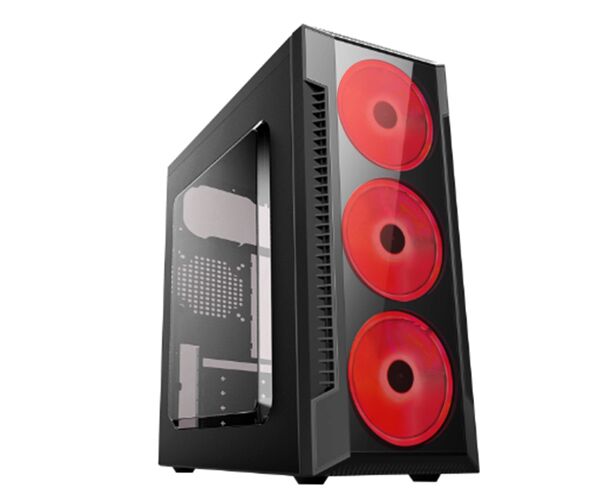 Игровой корпус: De Tech C3147 S USB 2.0 Red Прозрачная боковая панель