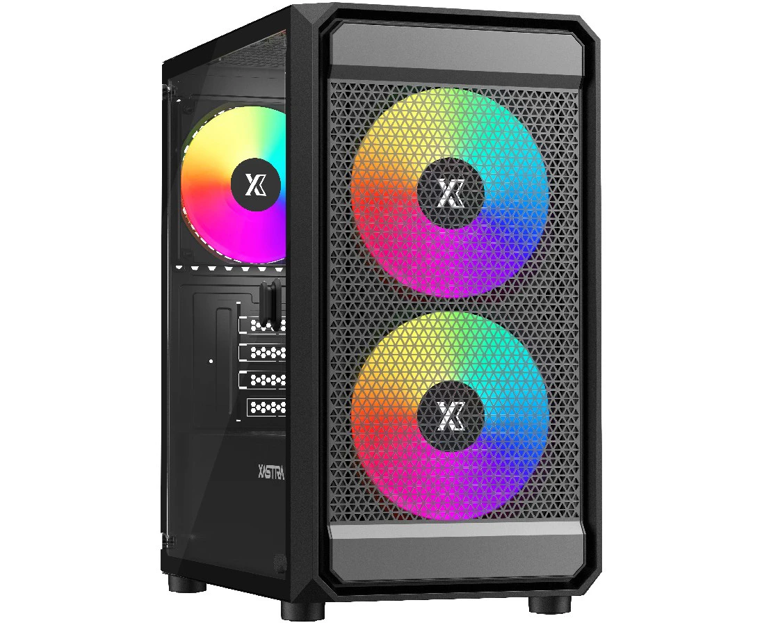 Корпус XASTRA A303 M 3 ARGB Black (A303 M-2 FC14 A-1 FC12 A-D) m ATX/Mesh tempered glass 2x140mm + 1x120mm ARGB PWM fans Door
