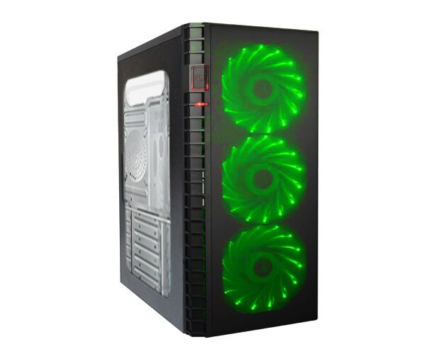 Игровой корпус: De Tech C3131 S USB 3.0 Green Прозрачная боковая панель