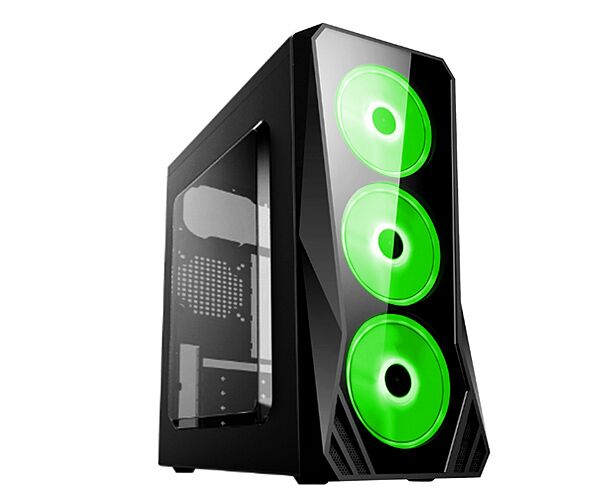 Игровой корпус: De Tech C3148 S USB 3.0 Green Прозрачная боковая панель