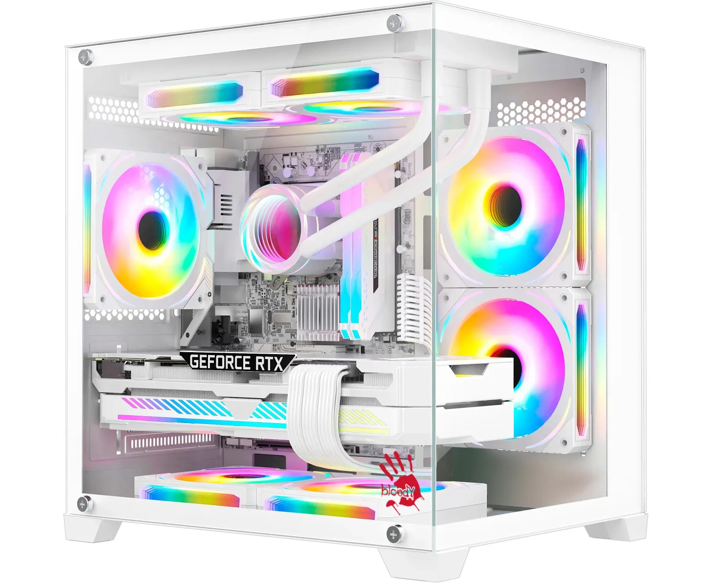 Корпус BLOODY BD-CC105 (BD-CC105-WH), m ATX, Midi-Tower, без БП, белый