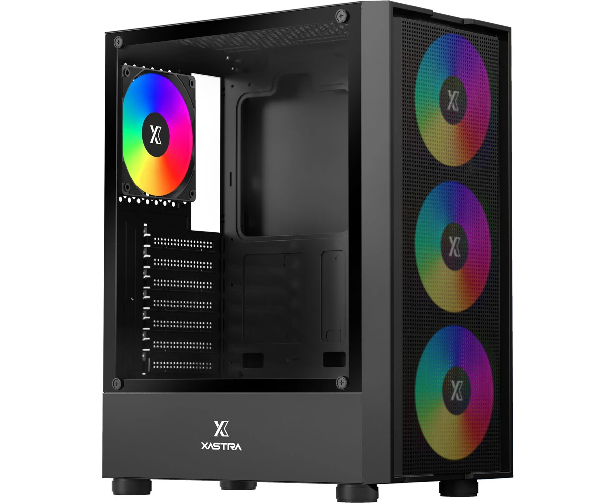 Корпус XASTRA A301 4 FRGB Black (A301-BK-FC120 FRGB-4 F-GL) ATX/Mesh/ tempered glass / 4x 120mm FC120-FRGB fans