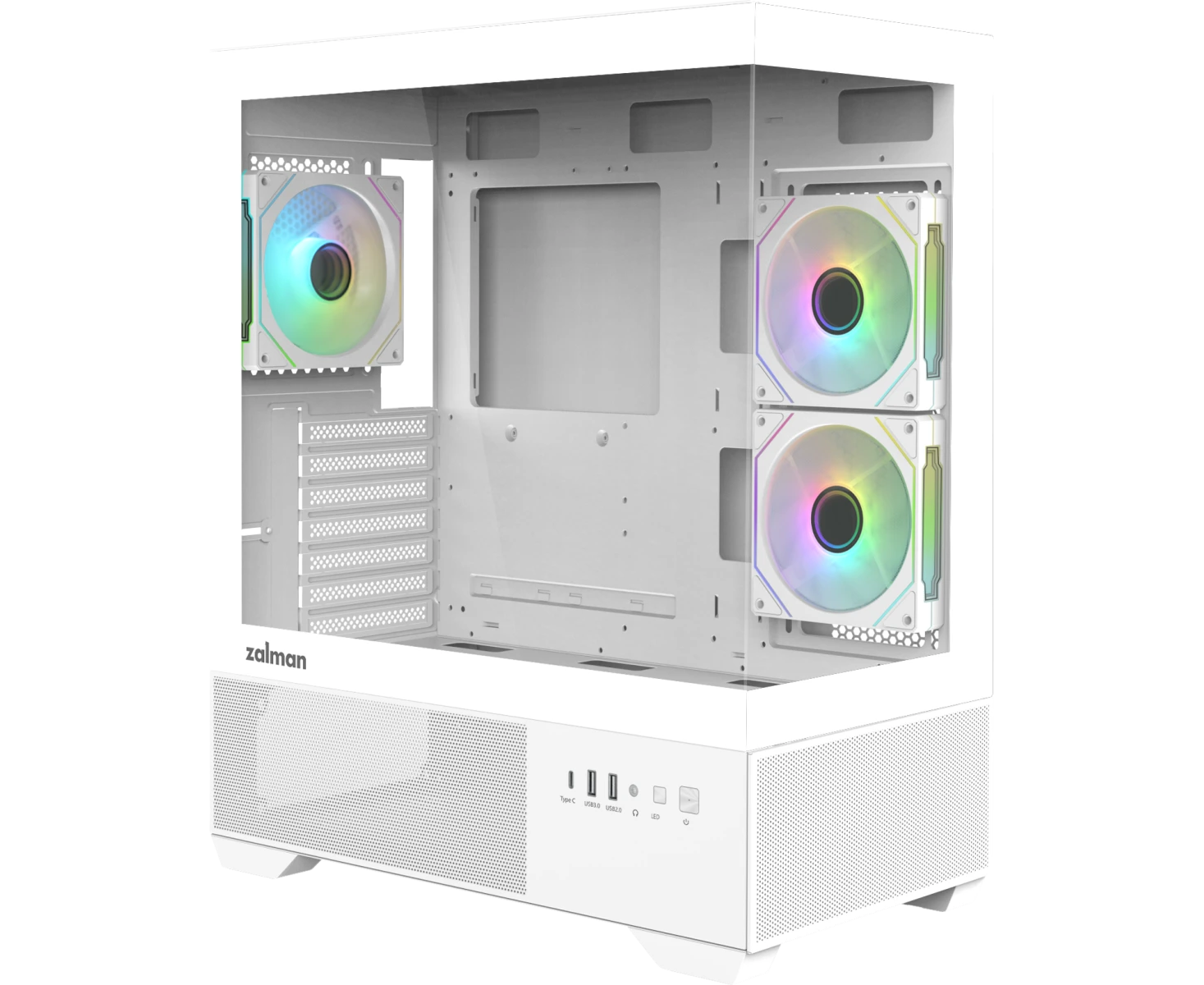 Корпус ZALMAN Chronix, ATX, White, Window, 1x Combo (3.5’’ or 2.5’’), 1x3.5’’HDD, 2x2.5’’SSD, 1x USB2.0, 1x USB3.0, 1x USB Type-C