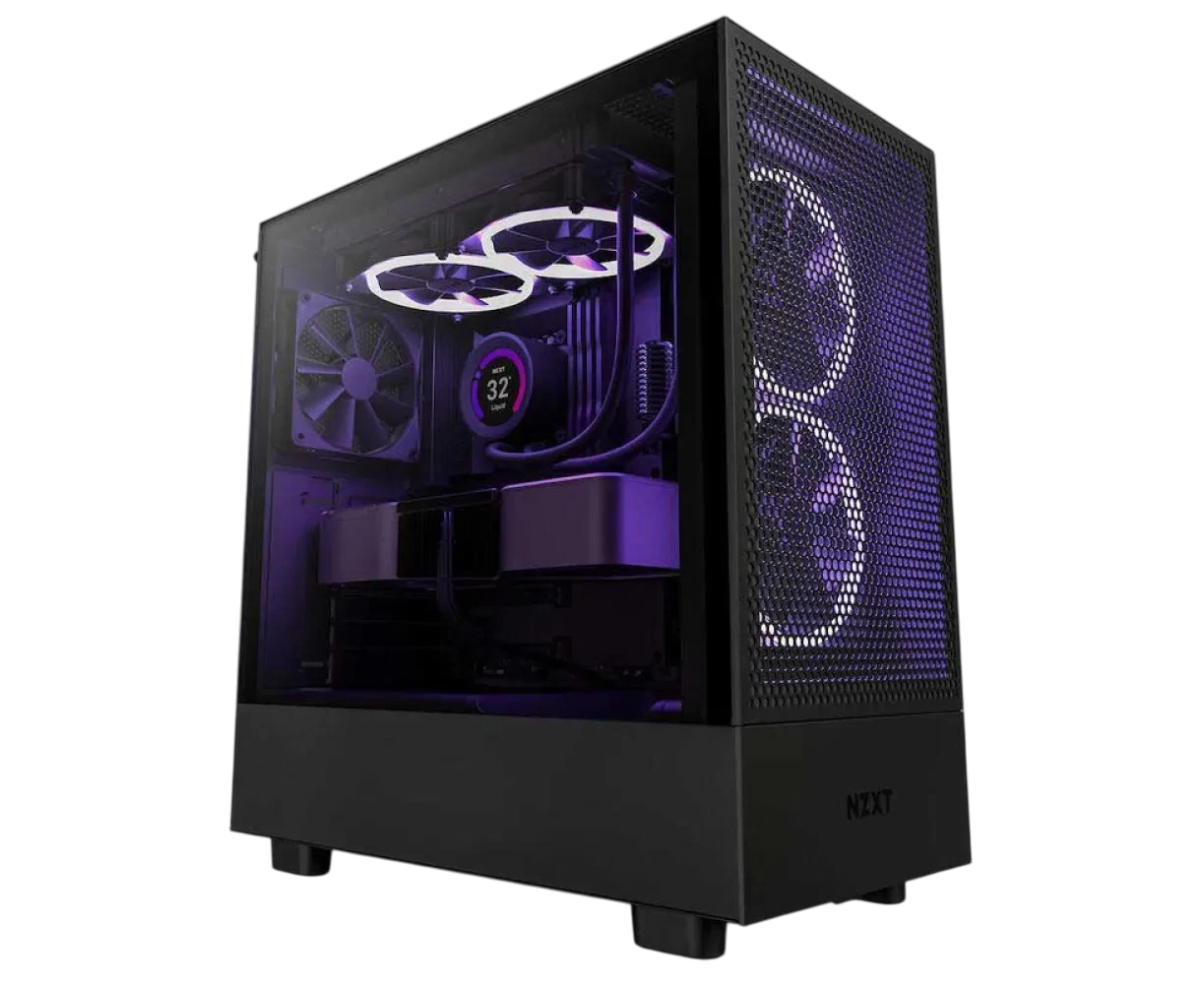 Корпус NZXT H5 Flow RGB (CC-H52 FB-R1) без БП Midi-Tower, TG, 3x120mm + 1x120mm, 1x USB-A 3.2 E-ATX, ATX, m ITX Black