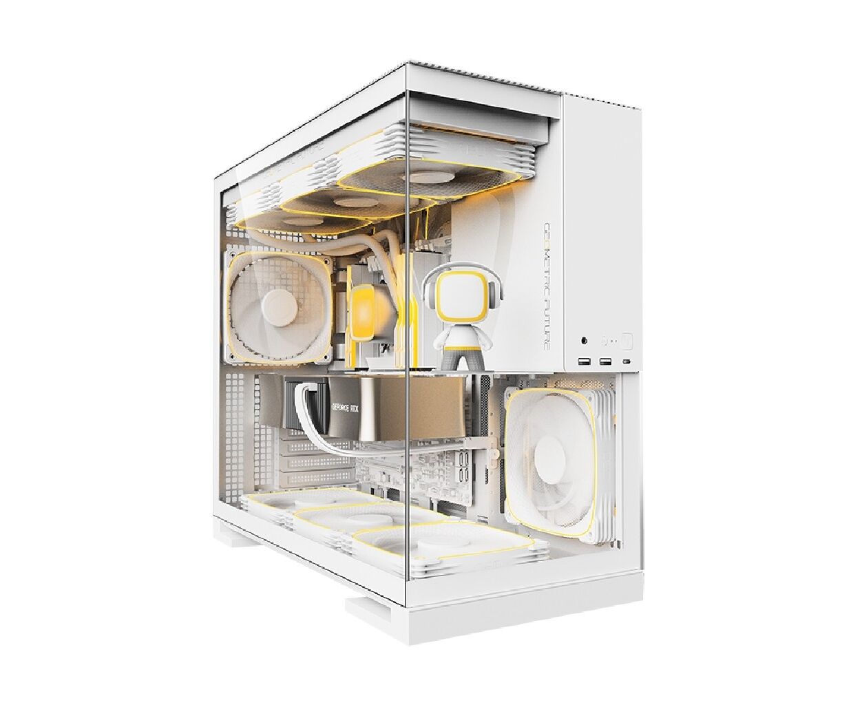 Корпус Geometric Future Model 5 White with fans (1 AM5 WKWT01100) / mid tower, E-ATX / 5x140mm ARGB fans