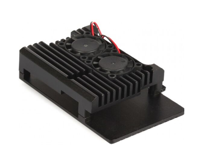 Корпус Qumo (RS010) Aluminum case with double black fans, Raspberry Pi 4, black