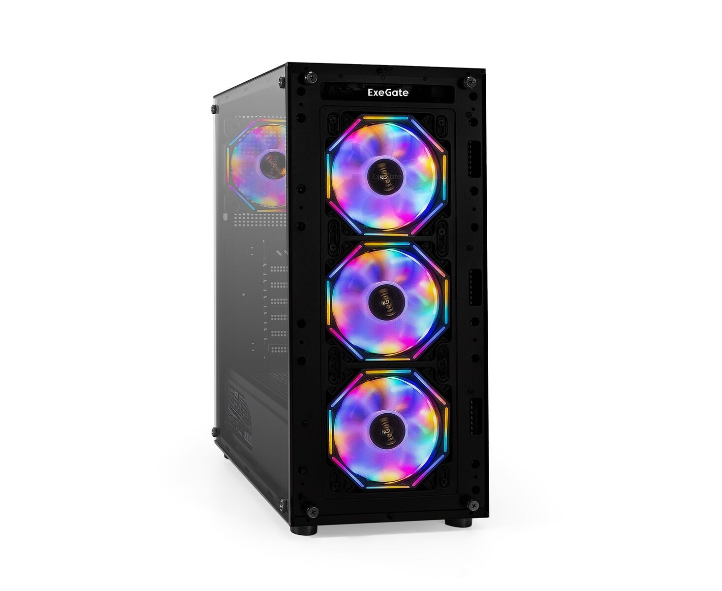 Корпус Exe Gate i3 BASE-NPX600 EX294978 RUS Miditower (ATX, БП 600 NPX с вент. 12 см, с окном, 1*USB+1*USB3.0, аудио, 4 вент. 12см с RGB подсветкой)
