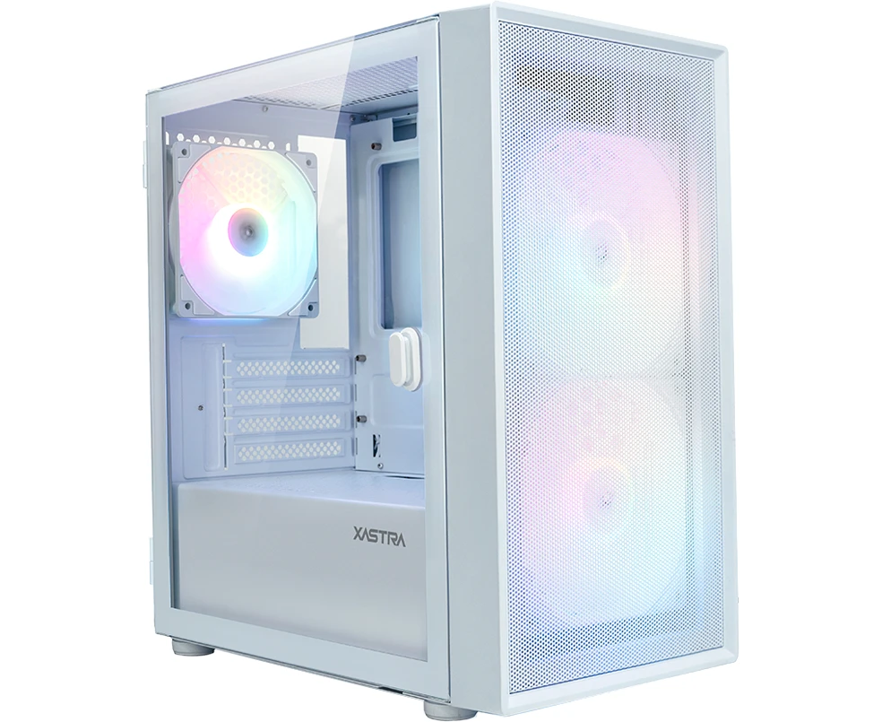 Корпус XASTRA A305 M 3 FRGB White (A305 M-2 FC14 F-1 FC12 F-D-WH) m ATX/Mesh/ tempered glass / 2x140mm + 1x120mm FRGB fans/ Door