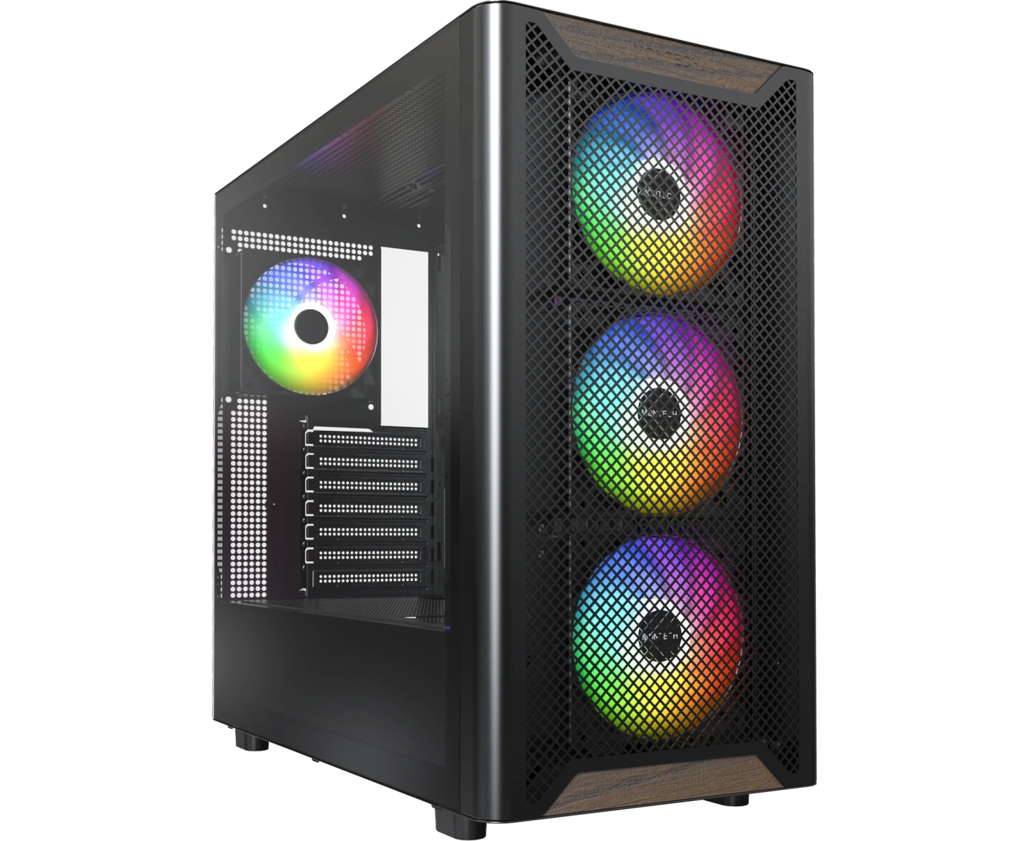 Корпус Montech XR Wood черный без БП ATX 3x120mm 2x USB3.0 audio bott PSU