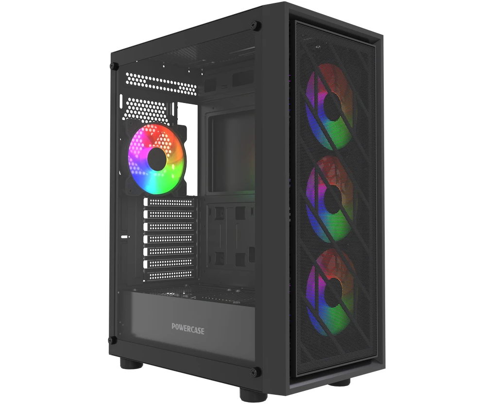 Корпус Powercase Mistral EA16 (CMAEA16-L4), Tempered Glass, 4x 120mm FRGB Fan, чёрный, ATX