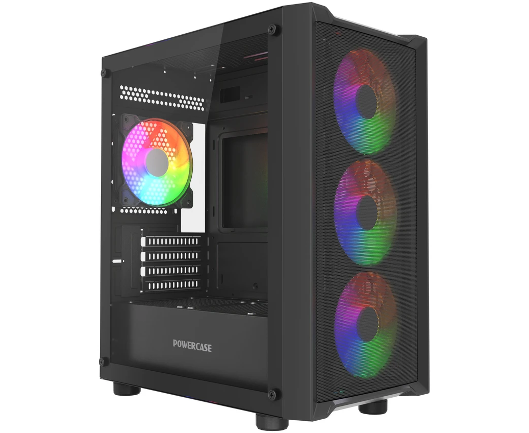Корпус Powercase Mistral Micro EM19 (CMMEM19 B-A4), Tempered Glass, 4x120mm ARGB PWM fan, чёрный, m ATX