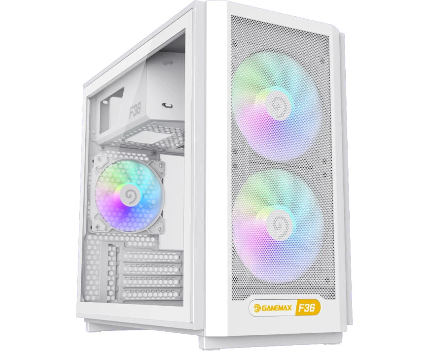 Корпус Game Max F36 WH без БП (Midi Tower, ATX, Белый, 1*USB Type-C, 3*120мм)