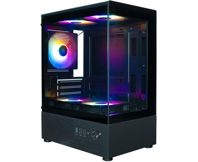 Корпус XASTRA Q300 M 5 FRGB Black (Q300 M-5 FC12 F) m ATX/Aquarium/Screewless/ 5x120mm FRGB FC fans