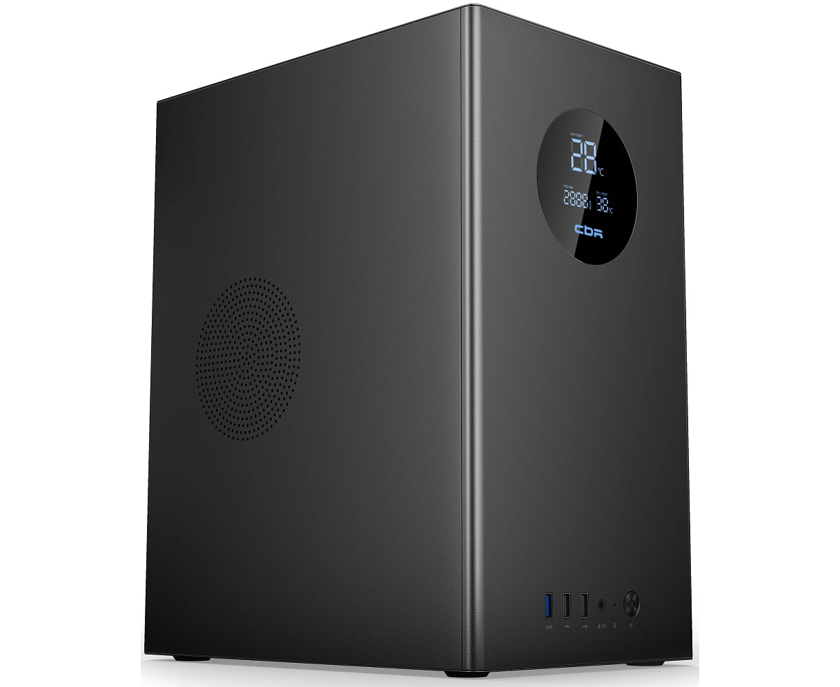 Корпус CBR V865 (PCC-MATX-V865-WPSU), без БП, m ATX Minitower, 1*USB 3.0, 2*USB 2.0, HD Audio+Mic, Digital Screen, Black