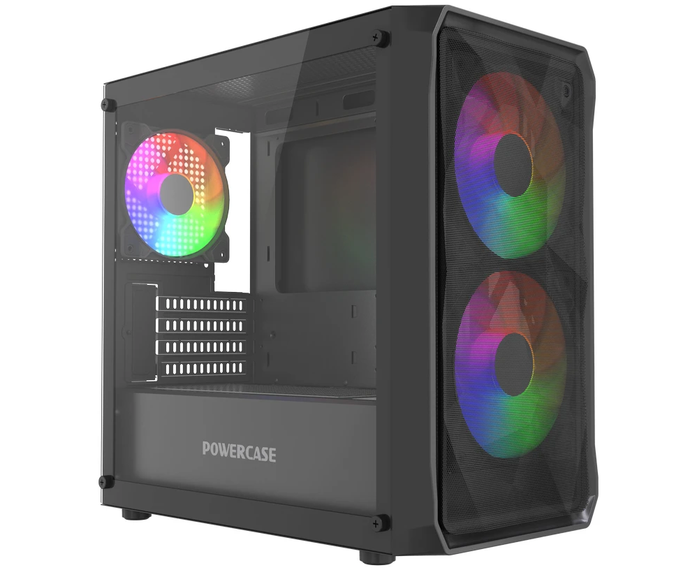 Корпус Powercase Mistral Micro A3 B ARGB V2 (CMMAB-A3-V2), Tempered Glass, 2x 140mm ARGB PWM+1x 120mm ARGB PWM, чёрный, m ATX