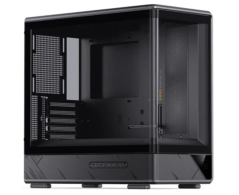 Корпус JONSBO D200 Black без БП, бок. пан. из закал. стекла (панорама), mini-ITX, micro-ATX, черный