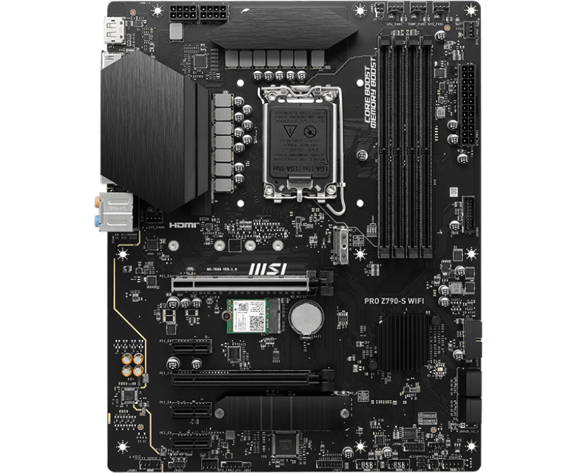 MB s1700 MSI Pro Z790-S Wifi, 4*DDR5, 2*PCI Ex16, 3*PCI Ex1, 2*M.2, 1*Type C, , 8*USB3.2 Gen1, 6*USB2.0, 4*SATA3.0, 2.5 G, DP, HDMI, ATX, RTL