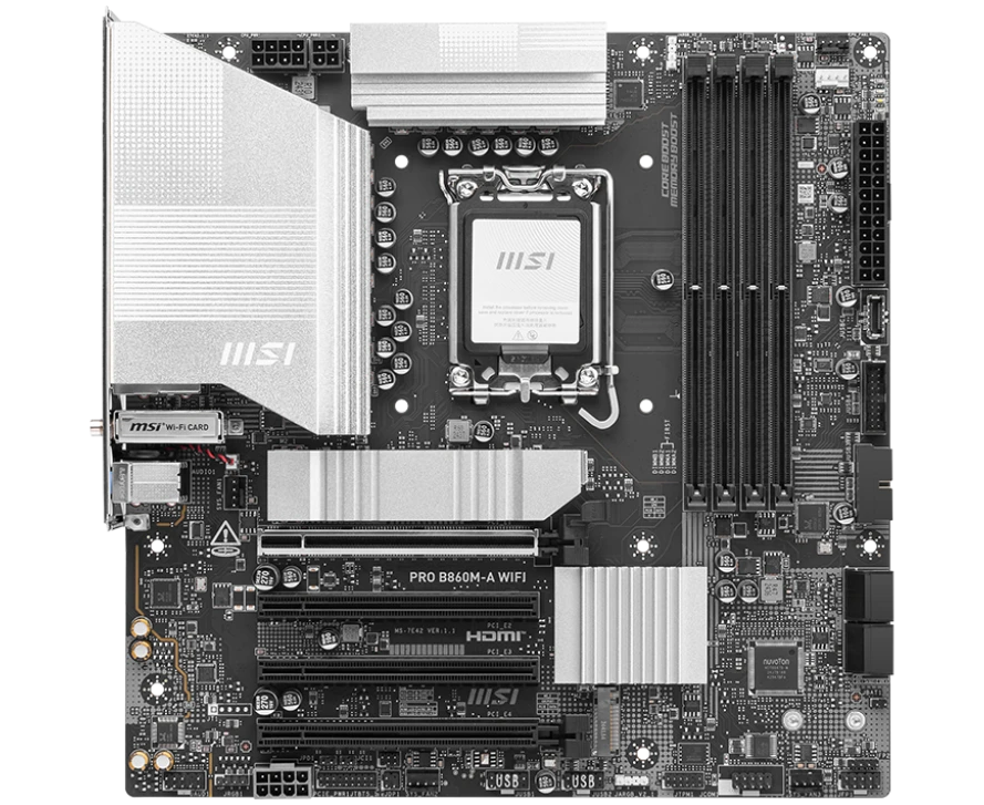 Материнская плата MSI Pro B860 M-A Wifi Soc-1851 Intel B860 4x DDR5 m ATX AC 97 8ch(7.1) 5 Gigabit RAID+HDMI+DP