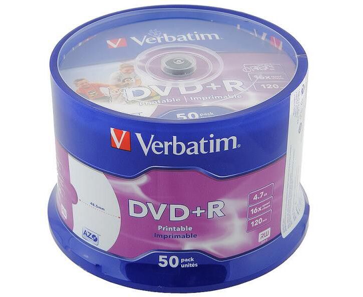Диск DVD+R Verbatim 4.7 Gb 16x Cake Box (50шт) 43550