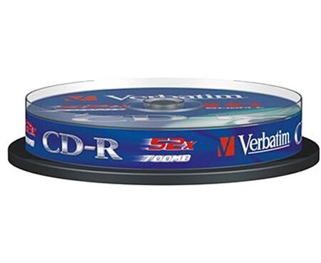 Диск CD-R Verbatim 700 Mb 52x Data Life Cake Box (10шт) 43437
