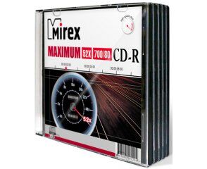 Диск CD-R Mirex 700 Mb, 52х, Maximum, Slim Case (5)