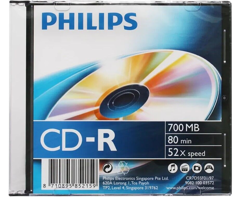 Диск CD-R Philips CR7 D5 SF01/97 700 Mb, 52х, Slim Case (1)
