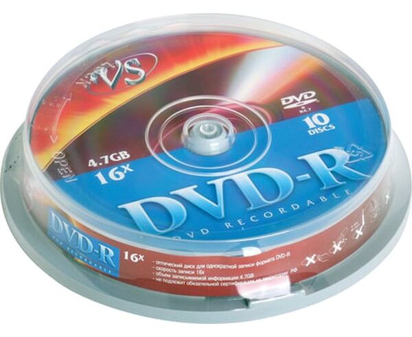 Диск DVD-R VS VSDVDRCB1001 4,7 Gb Cake Box (упаковка на шпиле) 10шт