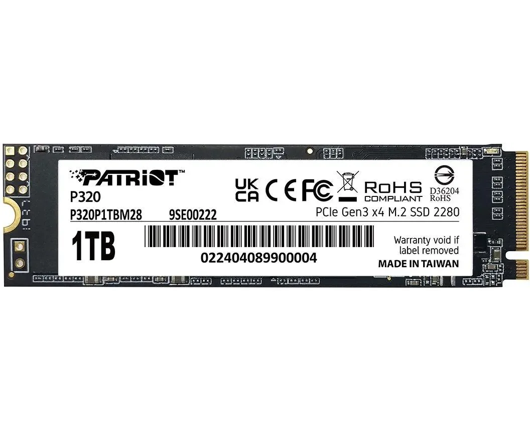 SSD Patriot P320 P320 P1 TBM28 1 ТБ, M.2 2280, PC Ie 3.0 x4, NV Me, M.2