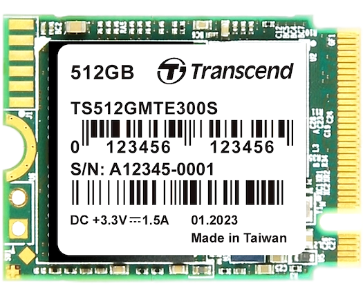 SSD Transcend MTE300 S TS512 GMTE300 S, 512 GB, 3 D TLC NAND, M.2 2230 ,PCI-E 4x R/W - 2000/1100 MB/s