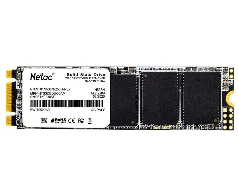 Внутренний SSD Netac 256 GB N535 N, SATA-III, R/W - 540/490 MB/s, (M.2), 2280, 3 D NAND