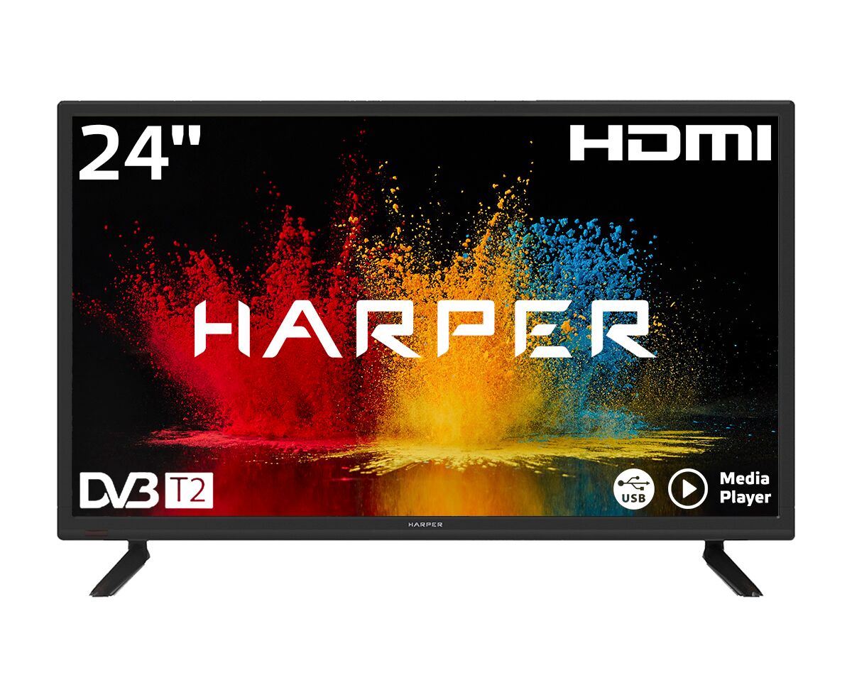 24" Телевизор Harper 24 R490 T чёрный 1366x768, HD READY, 50 Гц