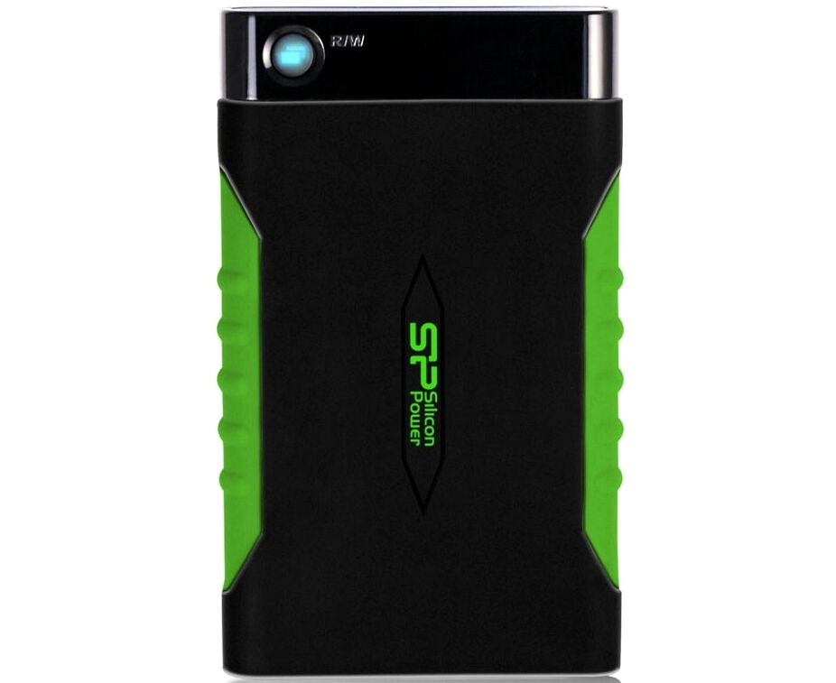 HDD ext 2.5" 1.0 TB USB3.0 Silicon Power Armor A15, ударопрочный, чёрный/зелёный (SP010 TBPHDA15 S3 K)